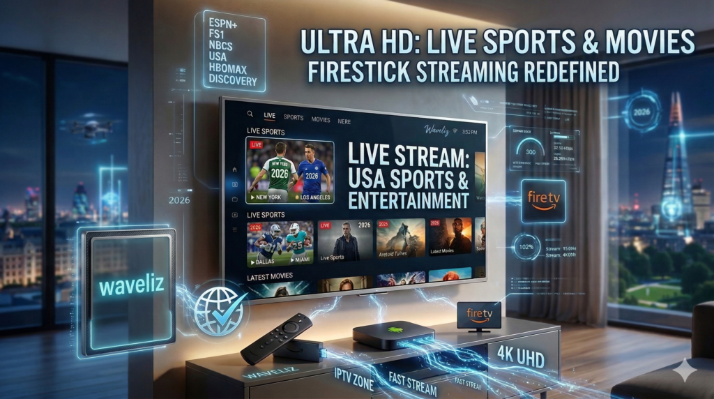 Best IPTV for Firestick in USA streaming live sports and TV channels using Waveliz IPTV service