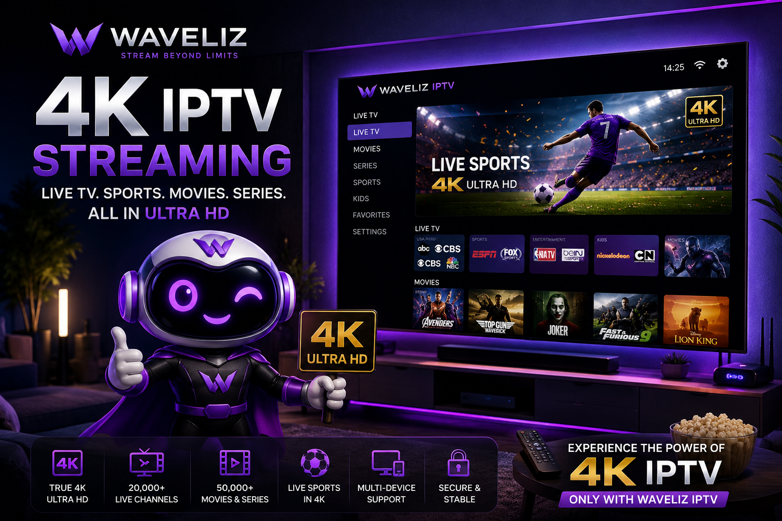 Best 4K IPTV service streaming live sports movies and TV channels in 4k