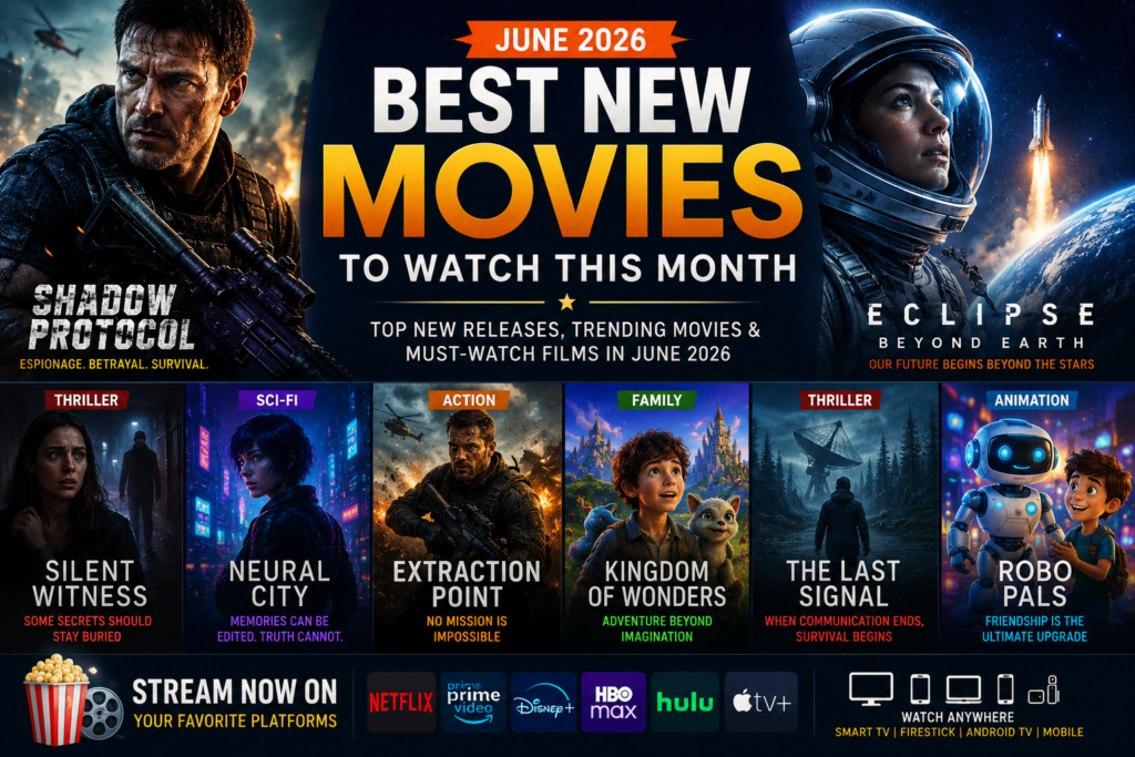 Best new movies to watch in June 2026 featuring action sci-fi thriller and streaming entertainment releases.